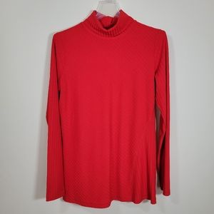 Women's Athleta Ribbed Red Turtleneck, Size Small